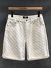 Men's Clothing High Street Jacquard Ripped Summer Loose Straight Retro Five Point Denim Shorts_viptrois.com
