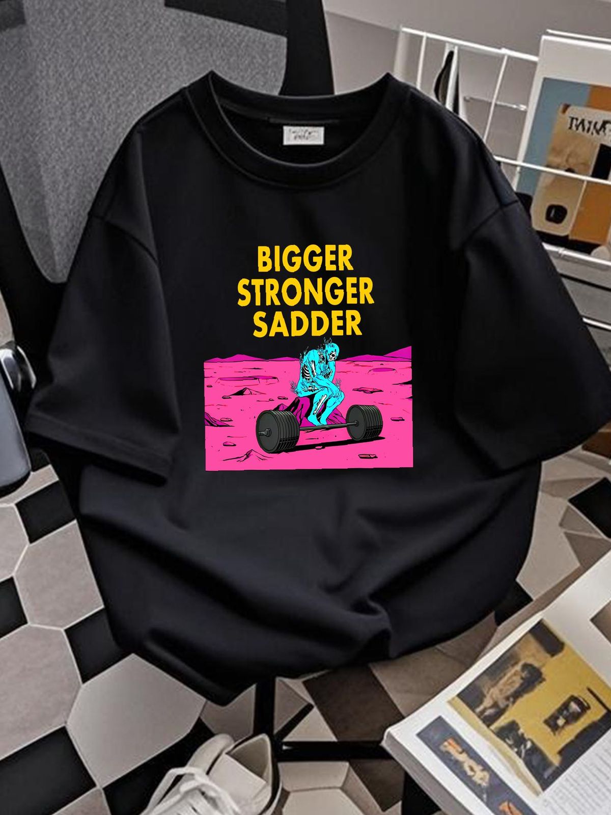 Bigger Stronger Sadder Skeleton Weightlifting Bodybuilding Fitness Men's T-Shirt Summer Unisex Designer Clothes Comfortable Stretched Breathable_viptrois.com