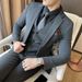 Men's Slim Fit Suit Set - Wedding, Business, Interview Formal Blazer & Trousers With Metal Accents (Black, Navy, Gray, Khaki)_viptrois.com