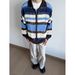 Autumn And Winter New Long Sleeved Knitted Sweater, Men's Cardigan Jacket, Striped Hollow Out_viptrois.com
