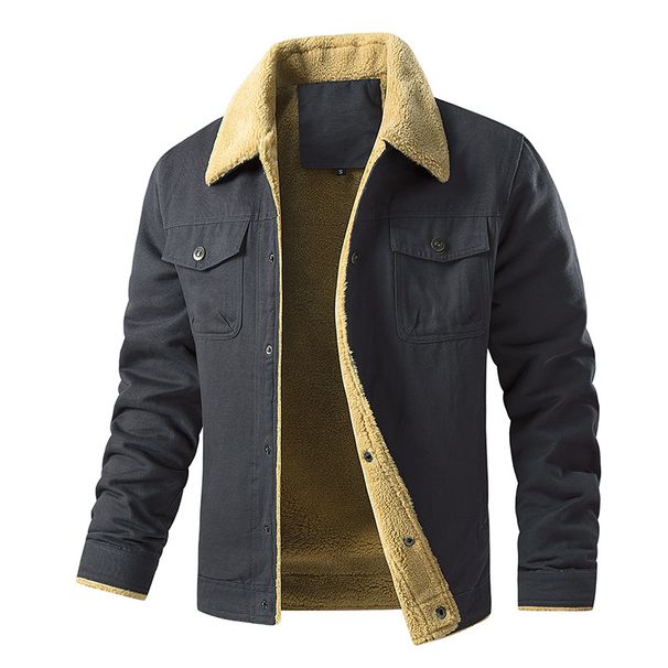 Men's Utility Workwear Jacket – Heavyweight Washed Cotton With Fleece Lining | Multi-Pocket Tactical Design_viptrois.com