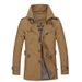 Men's Slim Fit Long Trench Coat - Lightweight Cotton Blend Jacket For Business Casual, Sizes M-5XL (Khaki/Black/Army Green/Navy/Tan)_viptrois.com
