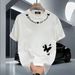 Summer New Men's Youth Personalized Casual Loose Round Neck Versatile Pure Cotton Short Sleeved T-shirt Trendy Brand Top_viptrois.com