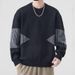 Oversized Diamond Knit Sweater – Men’s Business Casual Pullover, Stretch Polyester, Breathable & Machine Washable, Black/Grey/Khaki_viptrois.com