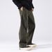 Men's Heavyweight Workwear Cargo Pants - High Street Fashion Straight Leg Outdoor Trousers For Casual Wear, Avocado Green & Dark Brown_viptrois.com