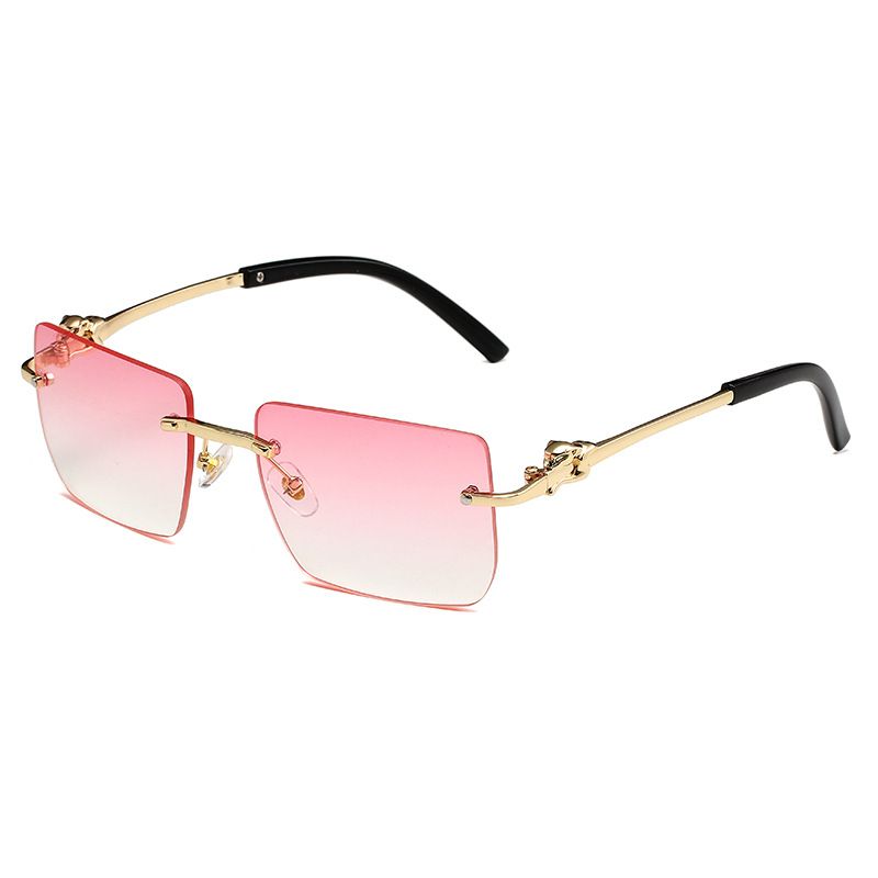 Frameless Fashion Metal Sunglasses - Trendy Leopard Print Design With UV400 Protection (Street Style Eyewear)_viptrois.com