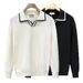 Men's Slim-Fit Color-Block Knit Sweater – Lightweight Business Casual Pullover (S-2XL EU Sizing) | Breathable Polyester Blend In Black/White_viptrois.com