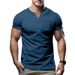 Men's New Summer Short-sleeved T-shirt Slim Casual V-neck Short-sleeved Tops_viptrois.com