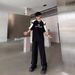 Men's Clothing Style Shoulder Pad Short Sleeved T Shirt Three Stripes Men And Women Street All Match_viptrois.com