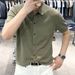 Men's Clothing Summer New Men's Fashion Casual Versatile Comfortable Solid Color Knitted Lapel Polo Shirt_viptrois.com