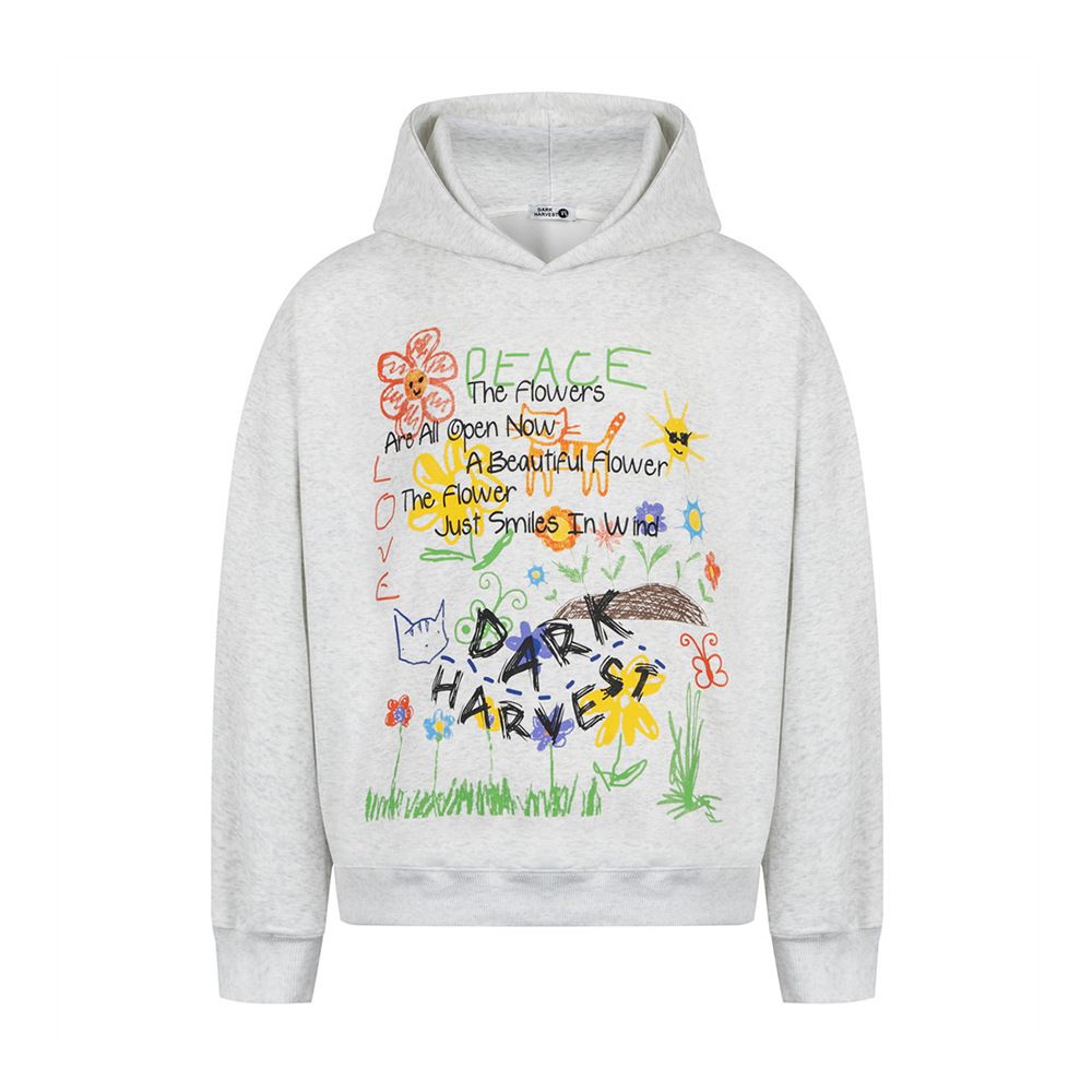 Hand-painted Graffiti Design Hoodie Men's Hip-hop Trend 420G Loose Pullover Sweatshirt Autumn Winter_viptrois.com