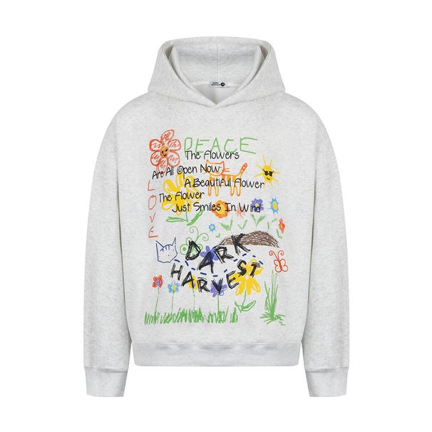 Hand-painted Graffiti Design Hoodie Men's Hip-hop Trend 420G Loose Pullover Sweatshirt Autumn Winter_viptrois.com