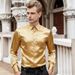 Men's Clothing Satin Nightclub Shirt - Breathable & Wrinkle-Free Long Sleeve, Metallic Trim, Loose Fit (White/Black/Red/Grey,S-XXL)_viptrois.com
