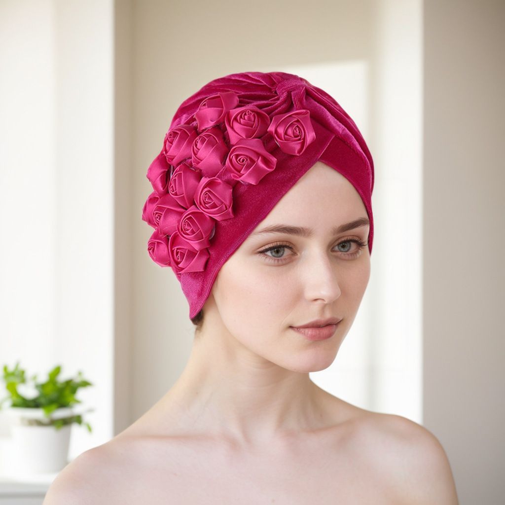New Style Muslim Flannel Side Rose Bud Indian Hat Baotou Hat Direct Sales_viptrois.com