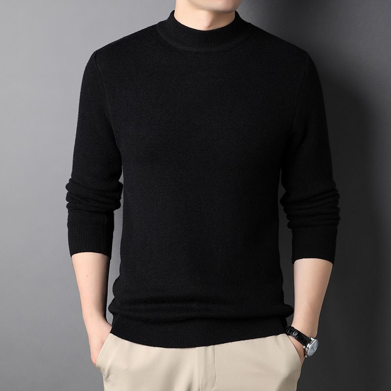 Semi-turtleneck Men's Slim-fit Sweater Men's Blue Bottom Sweater Men's Clothing_viptrois.com