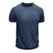 Summer New European And American Cross-border Men's Short-sleeved Knitted T-shirt Top Foreign Trade Crew Neck Ribbed Jumper_viptrois.com