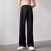 Men's Black Casual Suit Pants Japanese Style Spring/Summer Light Luxury High Quality Drape Loose Straight Leg Wide Leg Trousers_viptrois.com