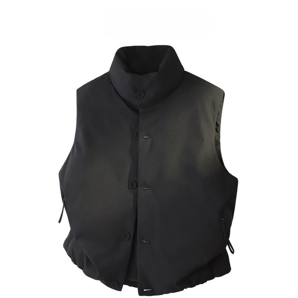 Winter New Simple Minimalist Style Short For Men Stand Collar Solid Color Versatile Sleeveless Unisex Vest_viptrois.com