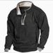 Solid Color Sweater Men's Casual Sweater Stand-up Collar Placket Zipper Fleece Sweater Autumn And Winter Top Men_viptrois.com