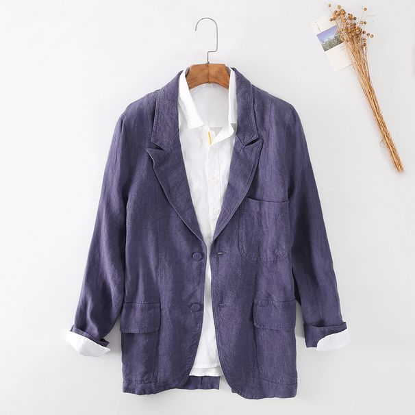 Men's Clothing Spring and Autumn Linen Men's Clothing Linen Suit Stone ground Linen Jacket Business Casual Jacket_viptrois.com