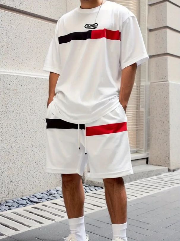 Men's Clothing Fashion Casual Short Sleeved Suit Sports Loose Round Neck Trendy Short Sleeved_viptrois.com