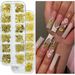 Beauty Health Nail Art Hot Sale 12 Grid Metal Rivet Cross Summer Pineapple Starfish Cactus Nail Jewelry Set_viptrois.com