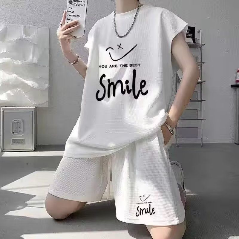 Sleeveless Vest Shorts High-End Street Style Men's Outfit Ins Cool Summer Two-Piece Set_viptrois.com