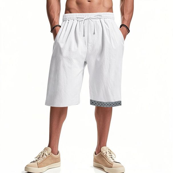 Men's Bohemian Style Linen Shorts - Breathable Loose Fit Summer Beach Shorts With Natural Texture_viptrois.com
