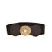 Round buckle chain elastic elastic waist wrap female outer suit dress pearl disc black vintage belt_viptrois.com