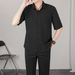 Men's Clothing Solid Color Summer Versatile Shirt Five Point Sleeves_viptrois.com