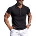 New Summer Solid Stripes Slim Fit Elasticity Short Sleeve Polo For Men Fashion Stand Collar Men's Shirts_viptrois.com