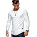 2025 Men's Casual Tops Summer Long Sleeve T-shirt Solid Color Fold Round Neck Clothes Men's T-shirt_viptrois.com