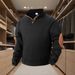 Autumn And Winter Men's Casual Stand Up Collar Long Sleeved Pit Stripe Jacquard Polo Shirt_viptrois.com
