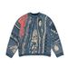 Vintage Contrast Ethnic Style Portrait Knitted Round Neck Pullover Sweater Jacquard Large Size_viptrois.com