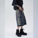 Men's Clothing Retro Raw Edge Wide Leg Drawstring Washed Denim Shorts For Boys Summer Trendy All Match Straight Five Point Pants_viptrois.com