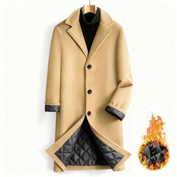 Loom Loom 2025 Men's European And American Style Autumn Winter Thickened Cotton Padded Long Woolen Fashion Trend Daily Wear Trench_viptrois.com