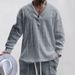 Men's Casual V-Neck Long Sleeve Knit Sweater, Loose Fit Jacquard Design, Lightweight & Breathable, Comfortable Pullover For Everyday Wear _viptrois.com