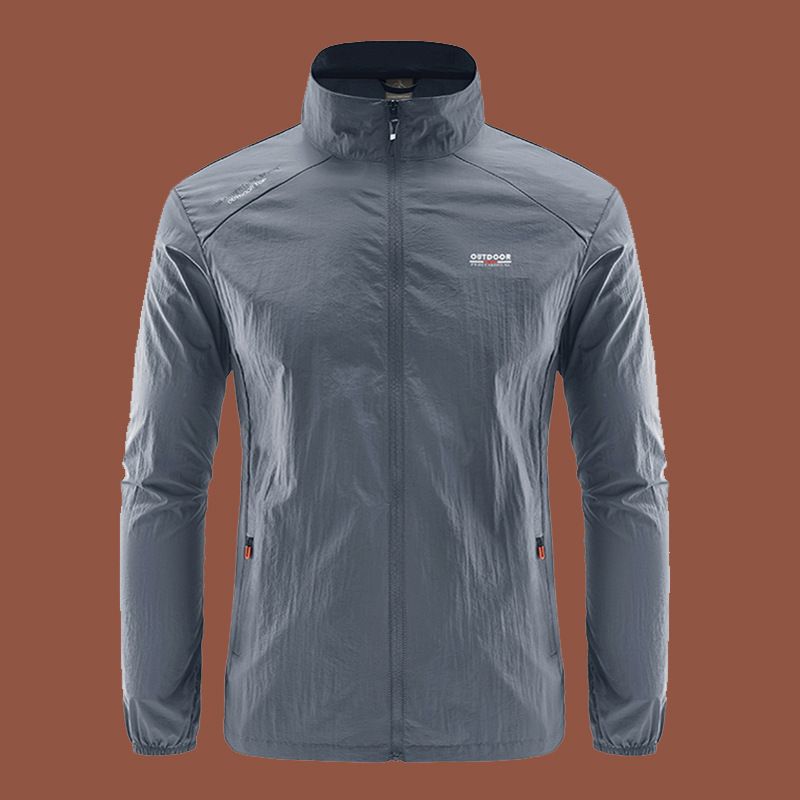 Men's Clothing Lightweight Sun Protection Jacket - Breathable Outdoor Running Windbreaker With Loose Fit & Stand Collar, UPF Sunshade Coat For Summer_viptrois.com