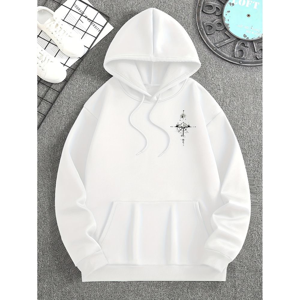 Men's Oversized Hooded Sweatshirt - Trendy Streetwear Pullover With Side Pockets, Soft Polyester Fabric, Comfortable Loose Fit For Casual Wear_viptrois.com