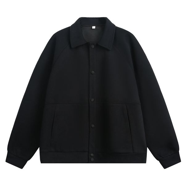 Monochrome Man- Turn-Down Collar Raglan Sleeve Casual Jacket Men Autumn New Trendy Brand Short Wide Silhouette Textured Loose Business_viptrois.com