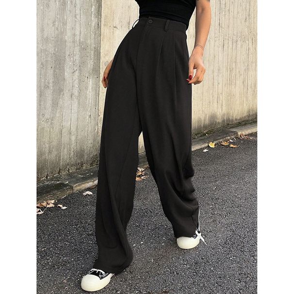 Men's Clothing Women's American Retro Casual Suit Pants, A Versatile Summer Style, Straight Leg, Draped, Loose Fitting Wide Leg Trousers_viptrois.com
