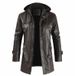 Long leather coat in men's clothing Korean youth plus size PU leather windbreaker_viptrois.com