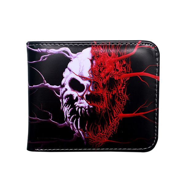 Men's Wallet Wallet Skull Color Printing Short Small Wallet Portable Fashion Men's Zipper Coin Purse._viptrois.com