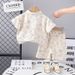 Summer 2025 New Full Printed Letter Casual Fashion Polo Collar Short Sleeve Two Piece Set_viptrois.com