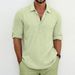 Men's Clothing European And American Men's Large Size Solid Color Lapel Shirt Home Leisure Fashion Sleeve Shirt Tops Cross Border Men's Tops_viptrois.com