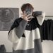 Loom Loom Winter Fashion Trend Ins Hong Kong Color-Block Thick Sweater Men's Korean Version Trendy Patchwork Forest Style Knitted_viptrois.com