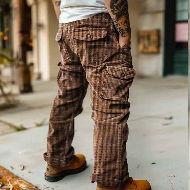 Men's Clothing Casual Retro Overalls Pocket Pants_viptrois.com