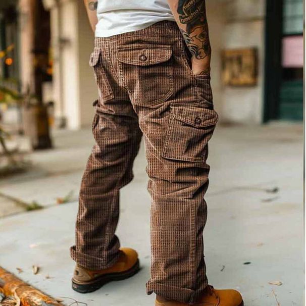 Men's Clothing Casual Retro Overalls Pocket Pants_viptrois.com