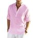 New Blouse Cotton Linen Shirt Loose Tops Long Sleeve T-shirt Spring Autumn Casual Handsome Men's Shirts_viptrois.com