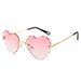 Gradient Heart Sunglasses – Peach Love Glasses With Metal Trim & Ocean Blue Lenses (Frameless Trendy Style)_viptrois.com